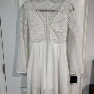 Elegant White Lace Dress